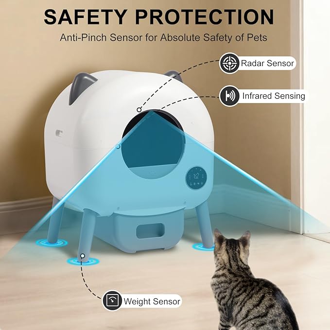 Automatic Self Cleaning Cat Litter Box, Self Cleaning Litter Box, 76L Extra Capacity with 15L Waste Drawer, APP Control & 3-Layer Safety Protection, Ultra-Quiet Safety Design for All Cats