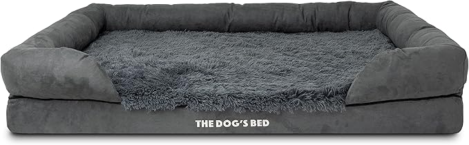 The Dog’s Bed Medium Oxford Grey, Memory Foam, Pain Relief: Arthritis, Hip & Elbow Dysplasia, Post Surgery, Lameness, Supportive, Calming, Waterproof Washable Cover, Veterinary Approved