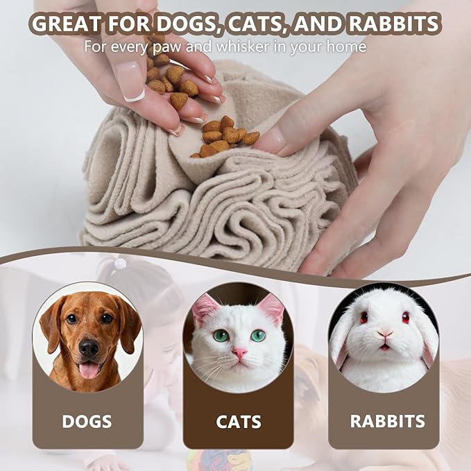 Light Brown Snuffle Ball for Dogs, Slow Feeder Mental Enrichment Toy for Small, Medium Dogs, Discreet Color Interactive Puzzle Game for Anxiety Relief & Indoor Fun, Machine Washable