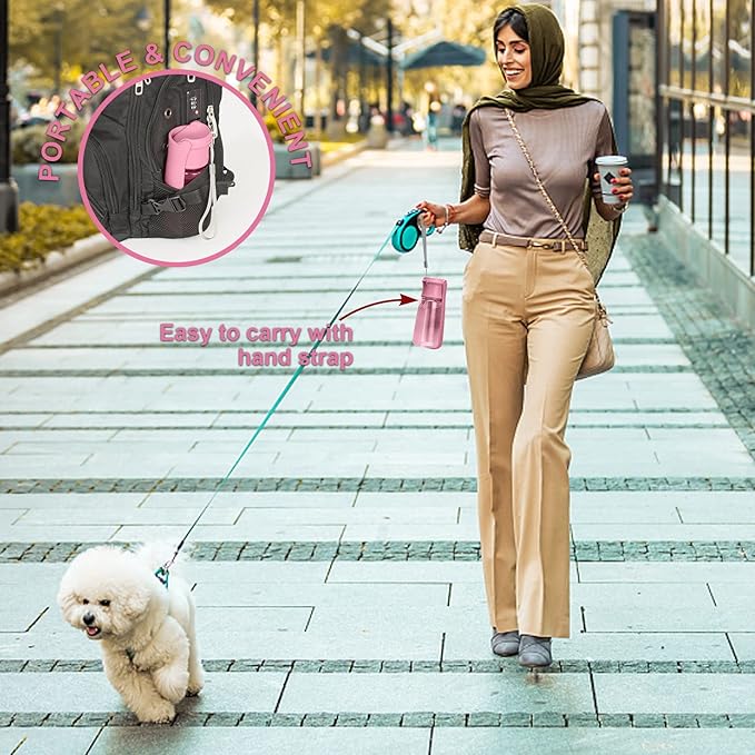 Portable Dog Water Bottle - Foldable Dog Water Dispenser | Leak Proof & Food Grade Plastic Travel | Pet Water Bottle for Cat Outdoor Walking Hiking Travel（US） (Pink, 19oz)