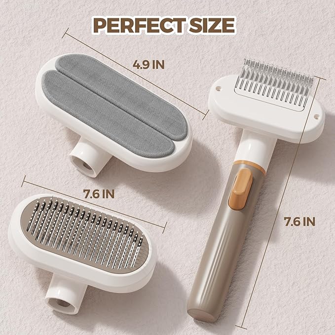 3 in 1 Pet Brush Set for Cats & Dogs - Self Cleaning Deshedding Brush & Slicker,Hair Remover Tool for Indoor Cats Long/Short Hair Pets