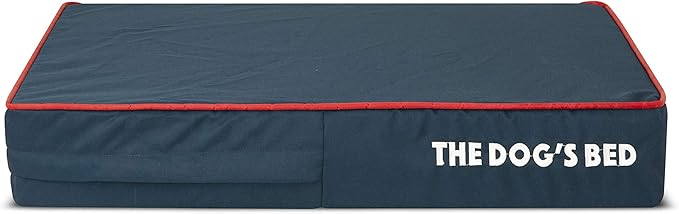 The Dog’s Bed Orthopedic Memory Foam Dog Bed, Small Blue/Red, Pain Relief for Arthritis, Hip & Elbow Dysplasia, Post Surgery, Lameness, Supportive, Waterproof Washable Cover, Veterinary Approved