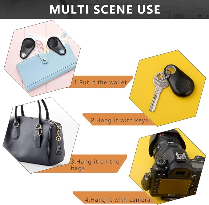 Flutesan 8 Packs Portable GPS Tracking Mobile Tracking Anti Loss Smart Device Key Finder Locator GPS Tracker Device for Pets Dog Cat Wallet Keychain Luggage, Alarm Reminder(Black)