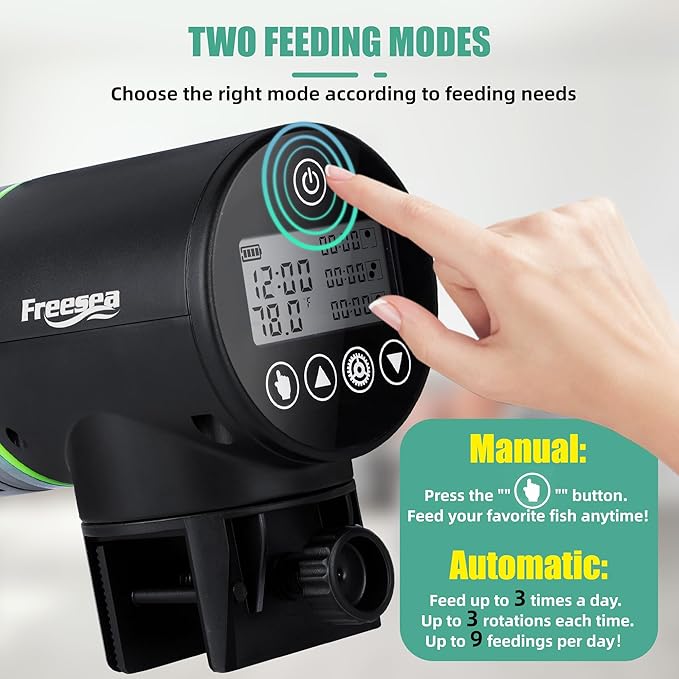 FREESEA Aquarium Automatic Fish Feeder: Programmable Auto Food Dispenser - Smart Fish Tank Vacation Timer Feeder (Battery Operated)
