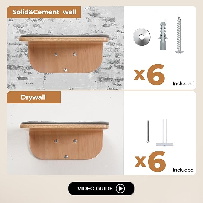 Cat Wall Shelves for Cat Wall Steps, Perch, Ladder, Wooden Floating Modern Mounted Space Saving Furniture with Scratching Cushion Removal Cover for Climbing, Jumping and Sleeping(Steps & Space Bed)