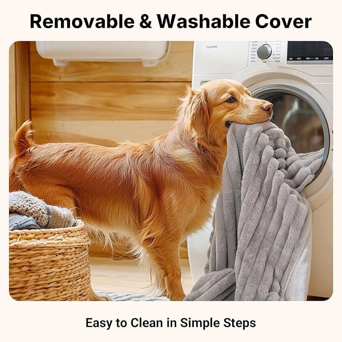 Veehoo Orthopedic Memory Foam Dog Bed, 7 Inch Thick Extra Large Dog Bed XL for Senior Dogs with Ultra-Soft Fluffy Surface, Waterproof Liner, Removable Washable Cover and Non-Slip Bottom, 48"x30"x7"