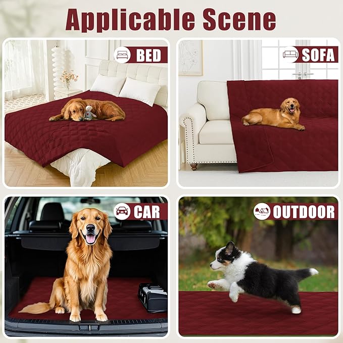 Smiry Waterproof Dog Bed Cover Blanket 30x53, Soft Reversible Pet Blanket, Washable Leakproof Cats Dogs Couch Cover for Sofa, Couch, Furniture, Lattice, Wine Red/Wine Red