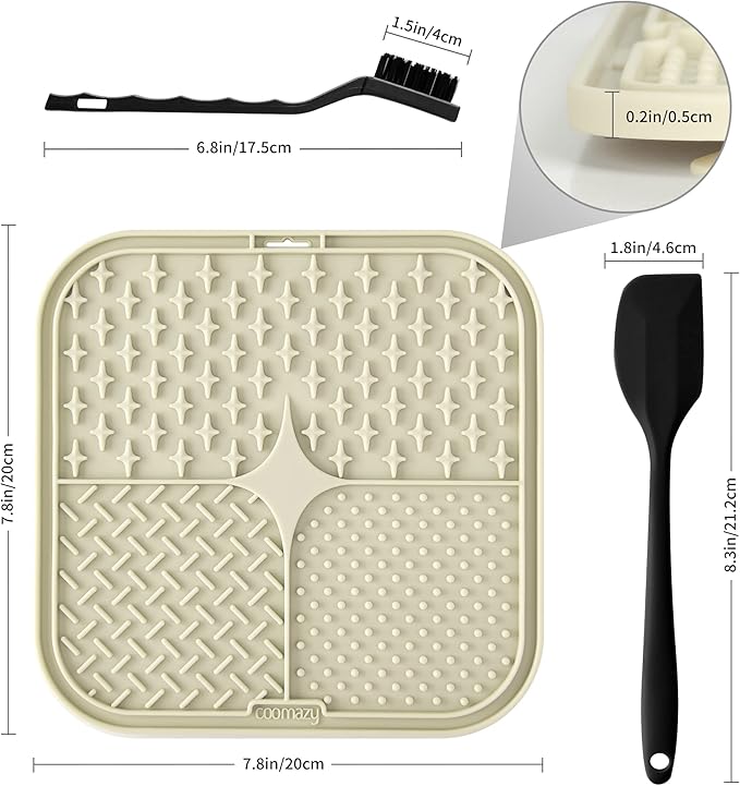 Coomazy Lick Mat for Dog and Cat, Slow Feeder & Non-Slip Design, Boredom and Anxiety Reducer, Suitable for Food, Treats, Yogurt, Peanut Butter and Liver Paste, Non-Toxic, 2-Packs
