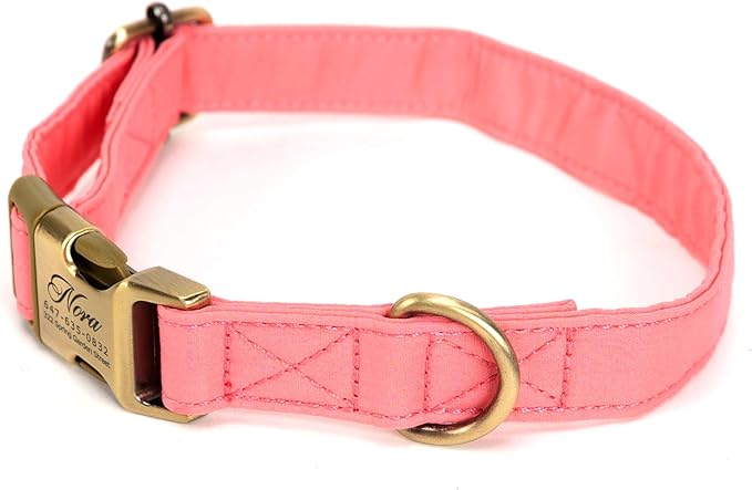 Personalized Dog Collar with Name and Phone Number Engraved,Adjustable Custom Puppy Collar,Organic Cotton Pet Collar for Small Medium Large Boy Girl Dogs