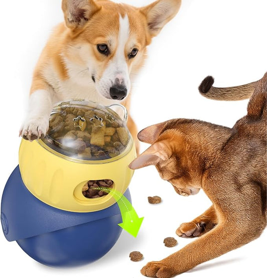 Dog & Cat Tumbler Slow Feeder Bowl - Food-Grade ABS, Adjustable Opening, Interactive Puzzle Feeder for Slow Eating & Weight Management (Morandi Color)