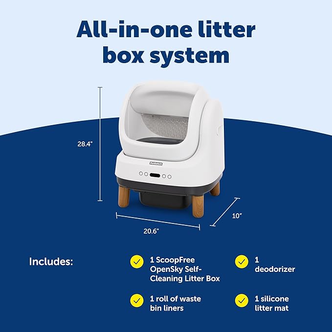 PetSafe ScoopFree OpenSky Automatic Self-Cleaning Cat Litter Box - Hands-Free Cleaning - Odor Control Litter System - App Controlled with Health Monitoring - Multi-Cat Compatible