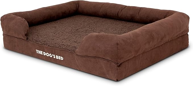 The Dog’s Bed, Large Brown Plush, Memory Foam, Pain Relief: Arthritis, Hip & Elbow Dysplasia, Post Surgery, Lameness, Supportive, Calming, Waterproof Washable Cover, Veterinary Approved