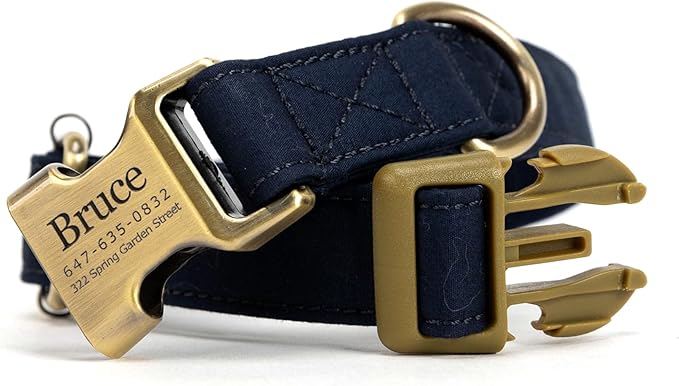 Personalized Dog Collar with Name and Phone Number Engraved,Adjustable Custom Puppy Collar,Organic Cotton Pet Collar for Small Medium Large Boy Girl Dogs