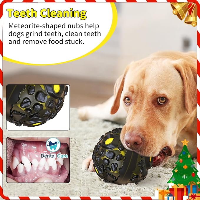 Dog Ball for Aggressive Chewers - Interactive Dog Toy Giggle Balls Fun Squeaky Sound to Keep Them Busy, Durable for Small Medium Large Breeds, Rubber Chew Toys, As Seen on TV, Black & Yellow
