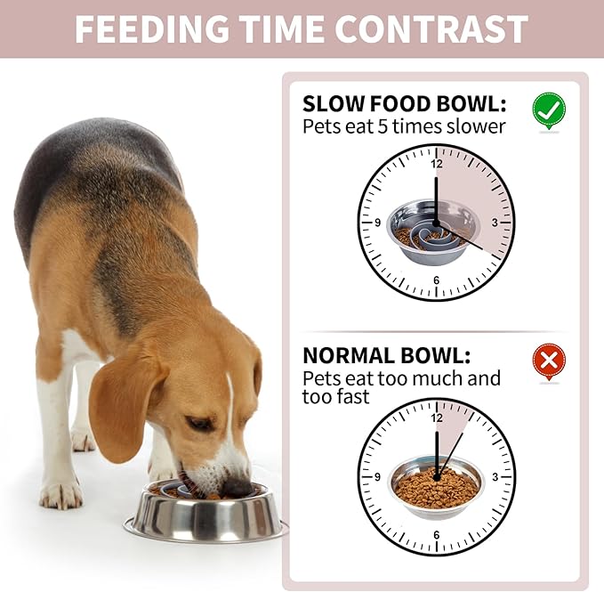 Slow Feeder Dog Bowls Insert, Bestalk Soft Silicone Slow Eating Feeder Insert with Suction Cups for Small, Medium and Large Dogs, Fit into Basic and Elevated Dog Bowls, Grey