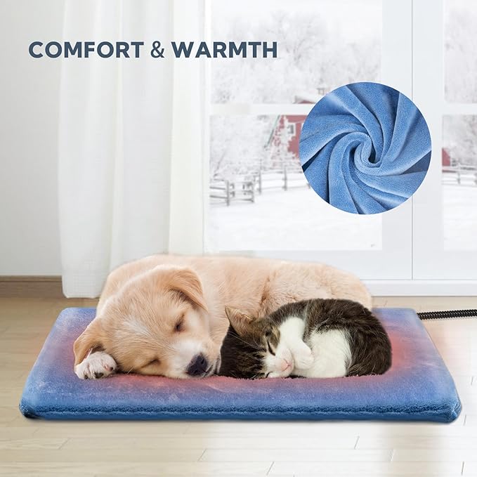 Pet Heating Pad for Cats & Dogs - Indoor/Outdoor Warming Pad, Waterproof & Chew Resistant, Perfect for Puppy & Kitten - 18 * 18inch Blue