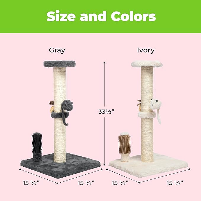 Best Pet Supplies Catify Cat Scratcher, Fun Interactive Scratchers, Posts, Poles, Claw Safe, Furniture Saver Indoor Play Support Natural Cat Behaviors Heavy Duty - Beige, Large