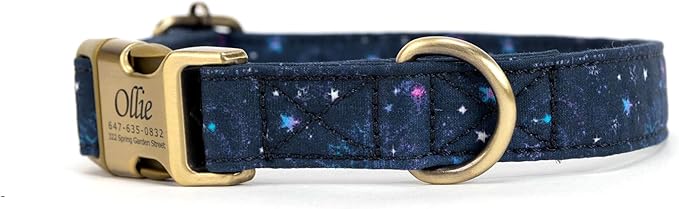 Personalized Dog Collar with Name and Phone Number Engraved,Adjustable Custom Puppy Collar,Organic Cotton Pet Collar for Small Medium Large Boy Girl Dogs