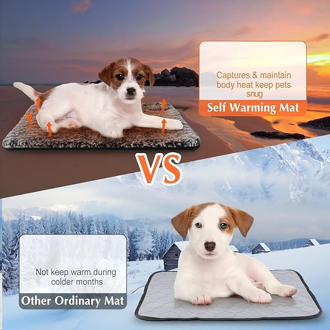 4 Pack Self Warming Cat Pads Self Heating Cat Mat Washable Homeless Dogs Thermal Pads Kennel Pad Reflects Body Heat Warm Crate Bed Mat for Indoor Outdoor Pet(Gray,18 x 24 Inch)