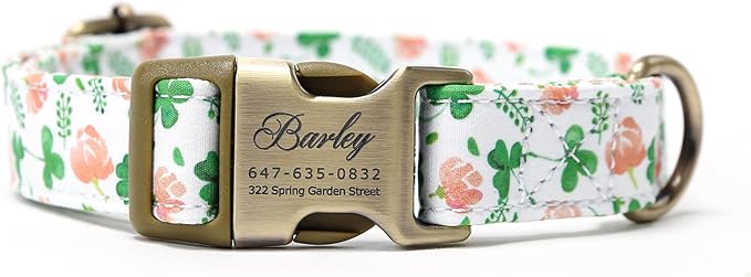 Personalized Dog Collar with Name and Phone Number Engraved,Adjustable Custom Puppy Collar,Organic Cotton Pet Collar for Small Medium Large Boy Girl Dogs