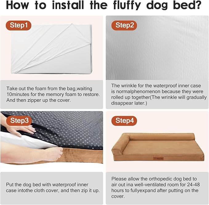 Orthopedic Dog Bed for Small ＆ Medium Dogs, 30"x20"x6" Memory Foam Pet Bed with Washable Microsuede Cover, TPU Waterproof Liner & Nonskid Bottom, for Indoor, Outdoor, Crate ＆ Car Use, Khaki