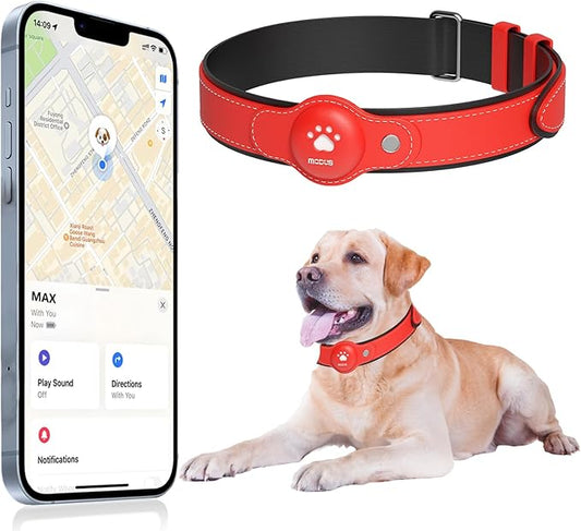 GPS Tracker for Dogs, 2 in 1 Pet Tracking Smart Collar (Only iOS), No Monthly Fee GPS Tracker Dog Collar, Real-time Location Comfortable PU Tracker Tag for Small, Medium Large Dogs(Locator Included)