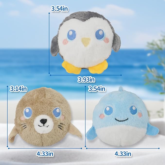 D KING D KING 3Pack Squeaky Dog Balls,2 in1 Funny Puppy Ball Toys,Birthday Dog Toy for Small Medium Dogs (Ocean Ball)