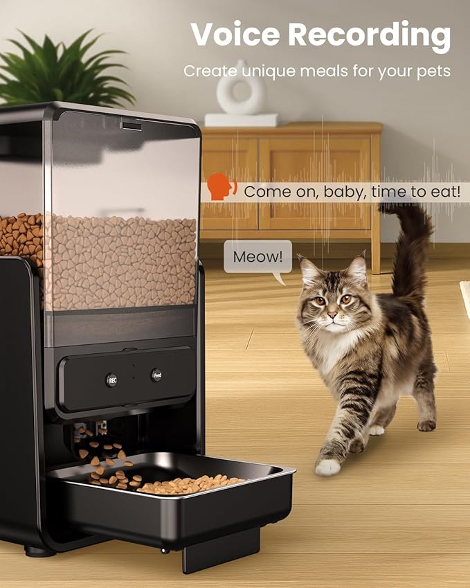 Automatic Cat Feeder with 5G WiFi for 2 Cats, Adjustable Height for Small Pets, Dual Bowls, 20 Cups/5L Dry Food Auto Pet Dispenser, Voice Record, Timed Cat Feeder with APP Control