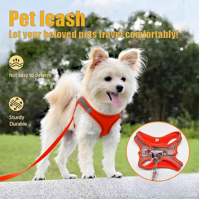 2-in-1 No Pull Dog Harness & Retractable Leash, Adjustable Dog Harness, No Pull Step-in Soft Mesh Puppy Vest Harnesses, Adjustable Puppy Vest for Small Medium Dogs and Cats