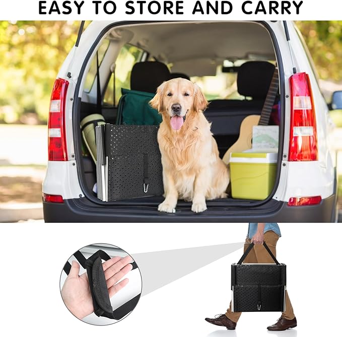 DGSL Extra Wide 4-Step Dog Ramp for Truck, SUV & Bed - Folding Steps with Non-Slip Surface, Supports Up to 250 Lbs