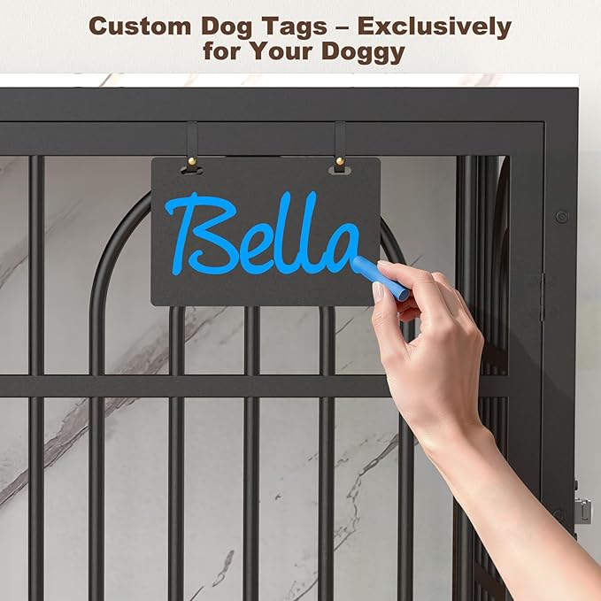 46.5" Dog Crate Furniture, Heavy Duty Dog Crates, Dog Kennel Furniture Indoor for Extra Large Dog as TV Stand, Wooden Cage End Table for Indoor, Name Tag Escape-Proof Locks & Double Door