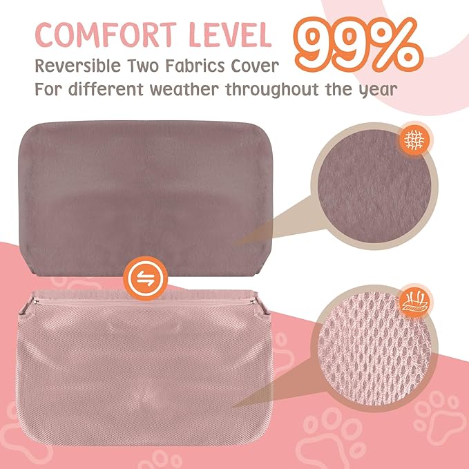 2 Pack Cat Window Perch,Cat Window Hammock Cordless Foldable Window Bed with 4 Large Strong Suction Cup,Reversible Cushion Cover,Metal Frame Easy to Adjust Window Seat Holds up to 40lbs(Brown，M)