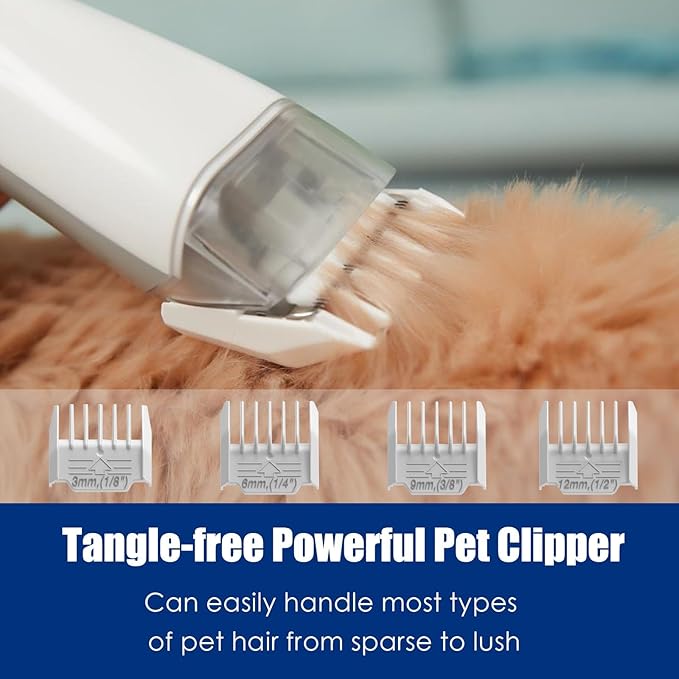 Pet Grooming Kit with 3.4L Oversized Vacuum Suction - 99% Pet Hair Removal - Professional Dog Clippers & Shedding Tools for Cats, Teddy, Poodle, Golden Retrievers (Pearl White)