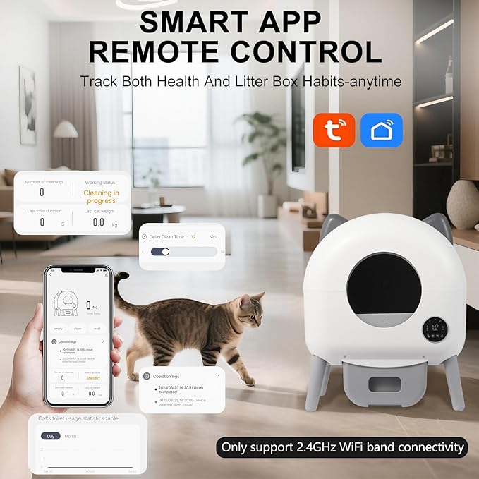 Automatic Self Cleaning Cat Litter Box, Self Cleaning Litter Box, 76L Extra Capacity with 15L Waste Drawer, APP Control & 3-Layer Safety Protection, Ultra-Quiet Safety Design for All Cats