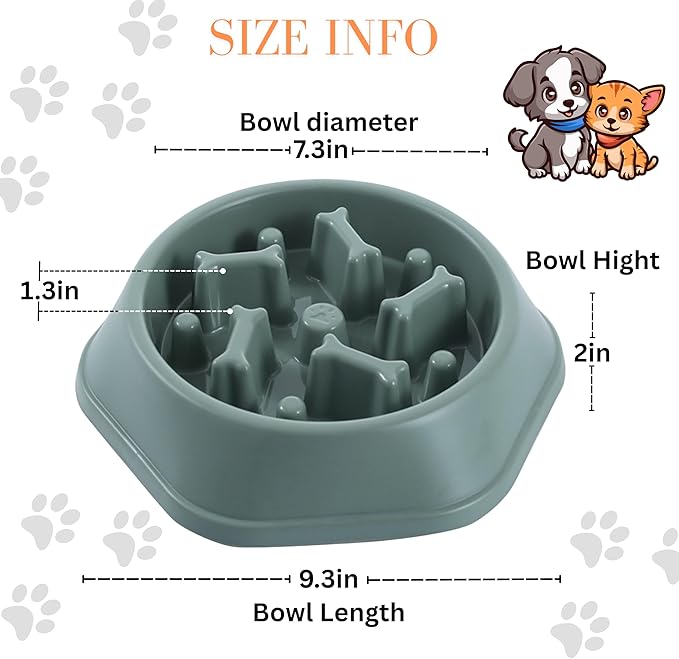 Slow Feeder Dog Food Bowl – Interactive Dog Food Dish for Breeds, Bowl Designed to Slow Eating, Promotes Healthy Digestion and Prevents Bloat, Ideal for Cats and Dogs