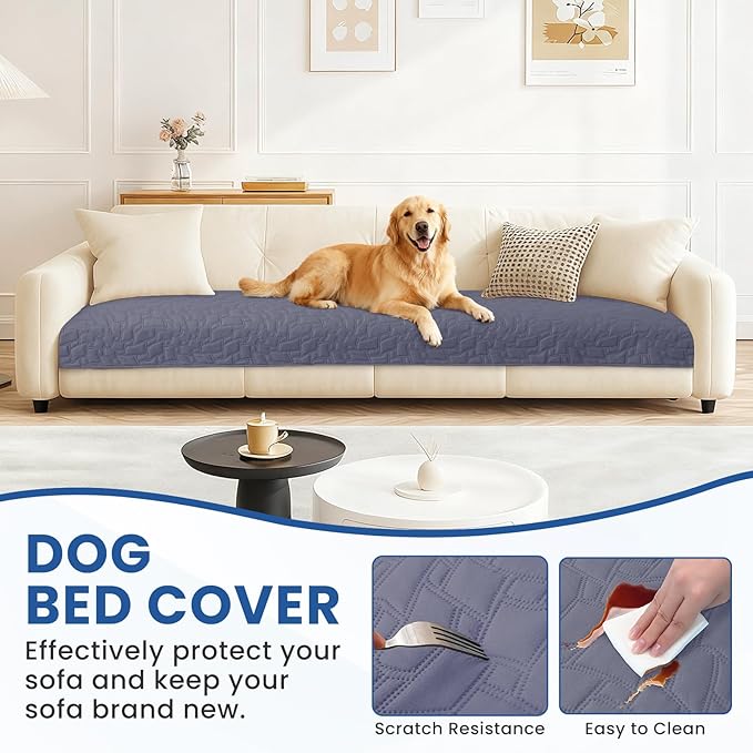 Waterproof Couch Covers for Pets, Waterproof Dog Bed Cover, Anti-Slip Soft Dog Blankets, Couch Cover for Dogs Washable, Pet Blanket for Puppy Large Dogs Cat (30x70 Inch, Grey Blue)