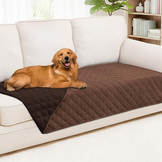 Smiry Waterproof Dog Bed Cover Pet Blanket, Soft Washable Dog Blanket for Furniture Bed Couch Sofa Reversible, Checkered (40"x70", Brown/Chocolate)