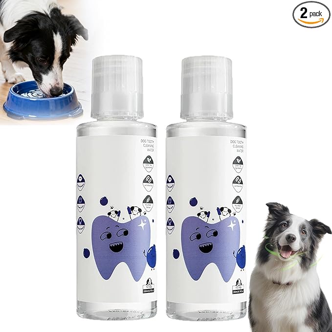 Dental Water Additive, Specialized Dental Care Formula, Fresh Dental Water Additive for Dogs, Natural Flavorless Teeth Cleaning Mouthwash, Freshen Dog Breath, Promote Healthy Gums(2PCS)