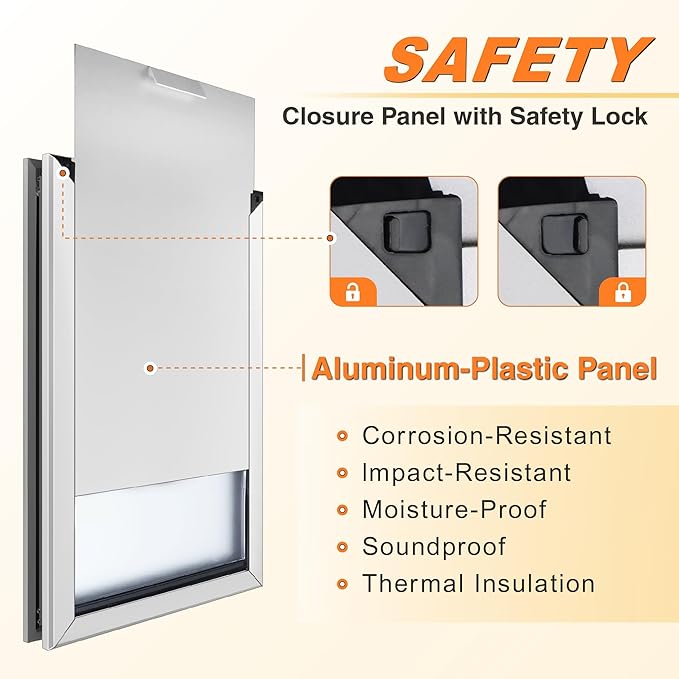 Extra Large Dog Door - Heavy Duty Aluminum, Extreme Weather, Dual Flap, Lockable for Large & Extra Large Dogs Up to 220 lbs
