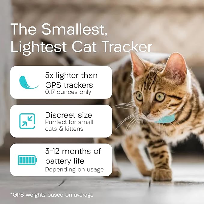 Tabcat V2 Cat & Kitten Tracker - No Monthly Subscription Fee | 4 Lightweight Homing Tags, Cases & Tracking Handset | More Accurate Than GPS | Track 4 Cats Indoors & Outdoors to 1" & 500 ft Range