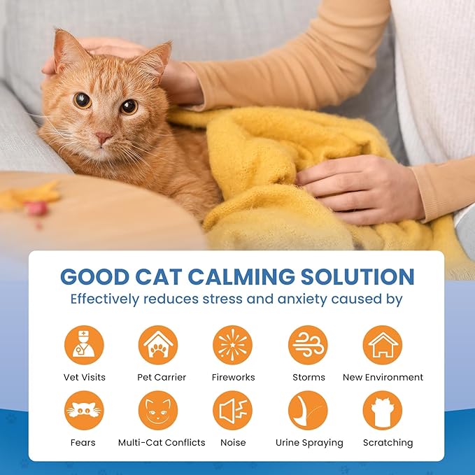Cat Calming Diffuser, 4 in 1 Cat Pheromones Calming Diffuser, Multicat Calming Diffuser, Relaxing Pheromone for Cat Relief Stress Anxiety Fighting Scratching, 1 Diffuser 3 Refill(48ml)