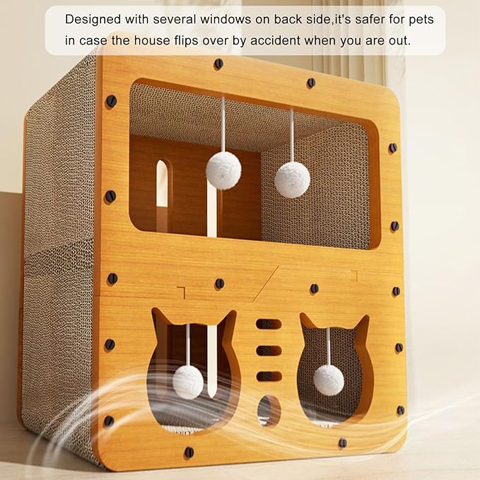 Cat Scratcher Cardboard House, 2 Floor Kitty Scratching Pad Lounger Bed, Kitten Small Animals Play, Rest, Sleep,Scratch Post Box,Durable Board Entertain Feline Friends Prevent Furniture Damage