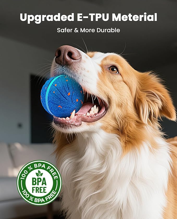 Smart Interactive Dog Balls, Automatic Moving Ball for Medium and Large Dogs, ETPU New Material, Motion Activated Rolling & Rotating Bouncy Toy for Dog Enrichment & Stimulation
