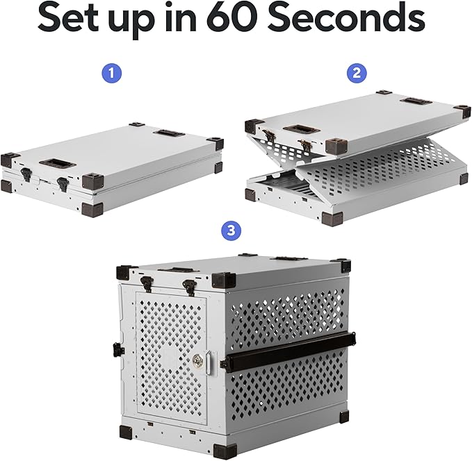 Impact Collapsible Dog Crate - Foldable Hard Crate for Large Dogs - Heavy Duty Travel Kennel with Powder-Coated Aluminum - Quick Setup for Indoor & Outdoor (White, 40" (40.5" L x 23" W x 29" H))