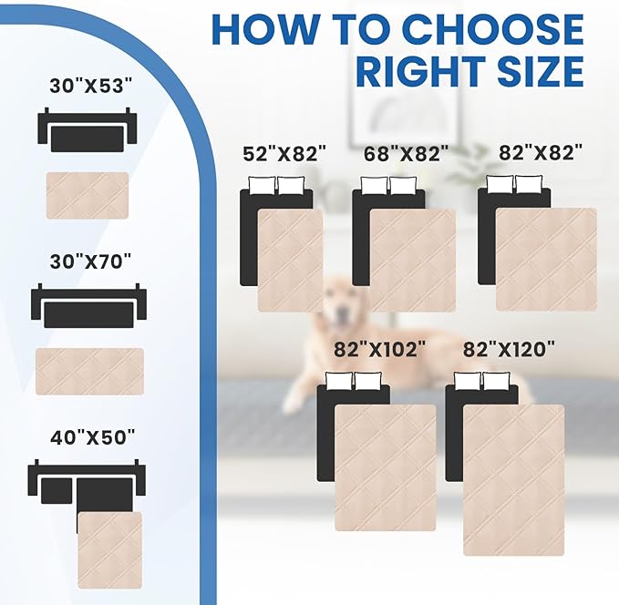 Waterproof Couch Covers for Pets, Waterproof Dog Bed Cover, Anti-Slip Soft Dog Blankets, Couch Cover for Dogs Washable, Pet Blanket for Puppy Large Dogs Cat (68x82 Inch, Beige)