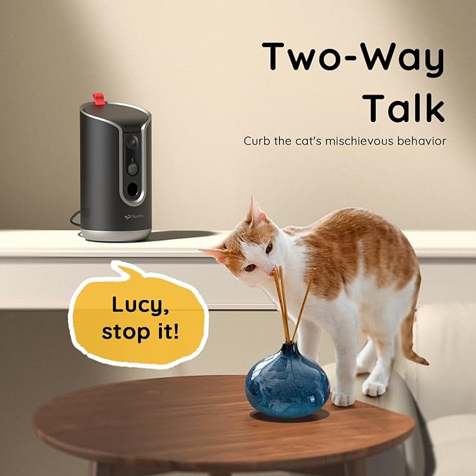 2K Pet Camera Treat Dispenser, AI Photo Album, Dog Camera with 360° Auto Tracking & 5G/2.4G WiFi, 2-Way Talk, Remote Treat Tossing, Motion Alerts for Cats Indoor