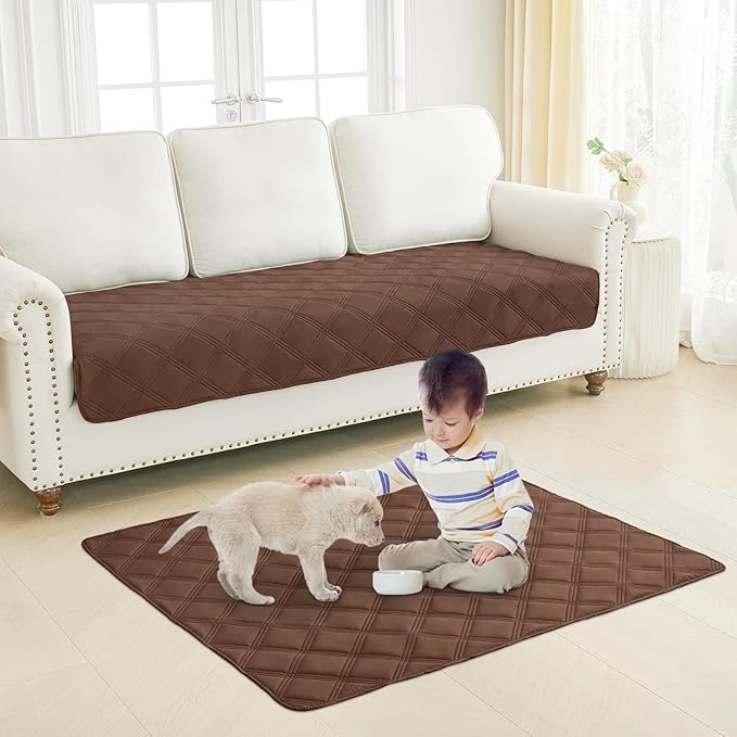 Smiry Waterproof Dog Bed Cover Blanket 40x50, Soft Reversible Pet Blanket, Washable Leakproof Cats Dogs Couch Cover for Sofa, Couch, Furniture, Lattice, Brown/Beige