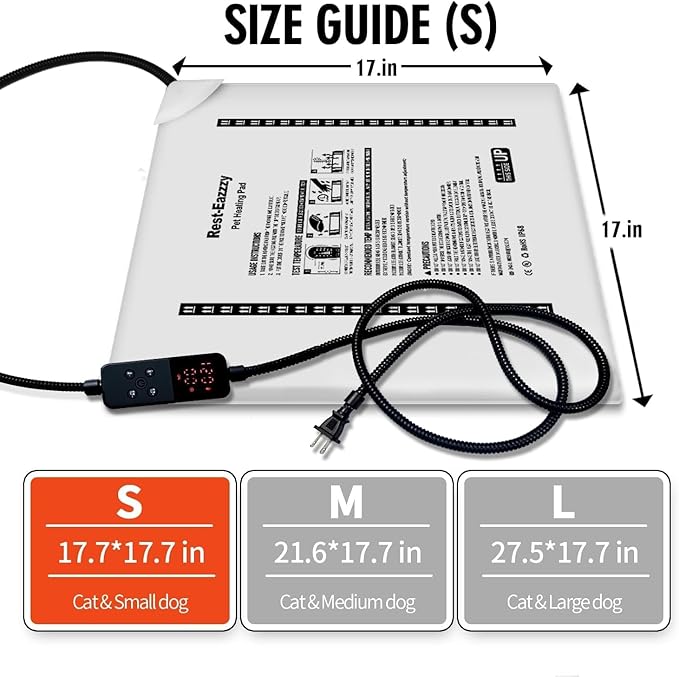 Rest-Eazzzy Cat Heating Pad, Cat Bed with Removable Cover Heated Cat Bed 5 Level Timer and 5 Level Temperature, Cat Beds for Indoor Warming Mat for Cat Dog (Heat pad, Pure-Beige)