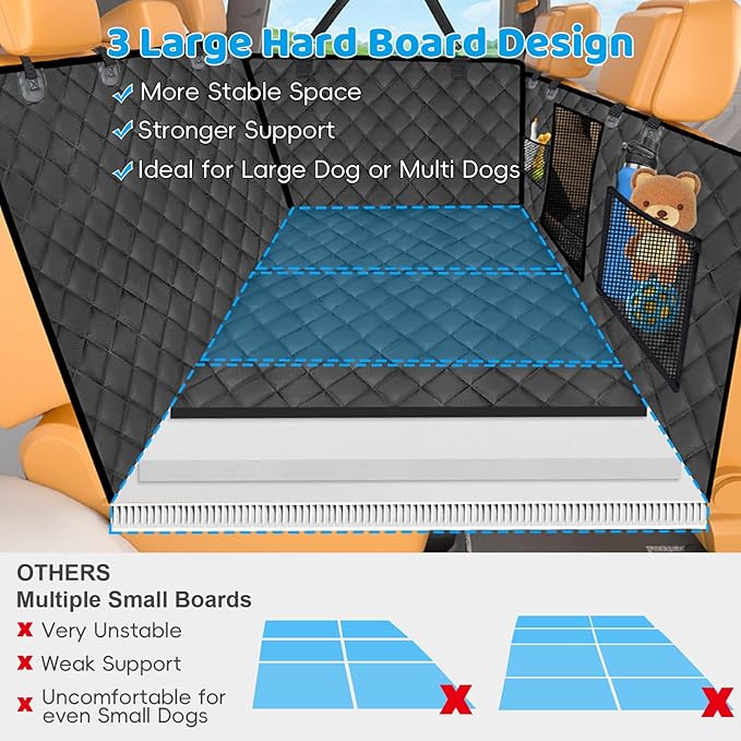 URPOWER Back Seat Extender for Dogs - Hard Bottom Dog Car Seat Cover Holds 550 lbs, Waterproof Dog Hammock Dogs Bed for Cars, SUVs, Pet Backseat Protector with Mesh Window & Large Space