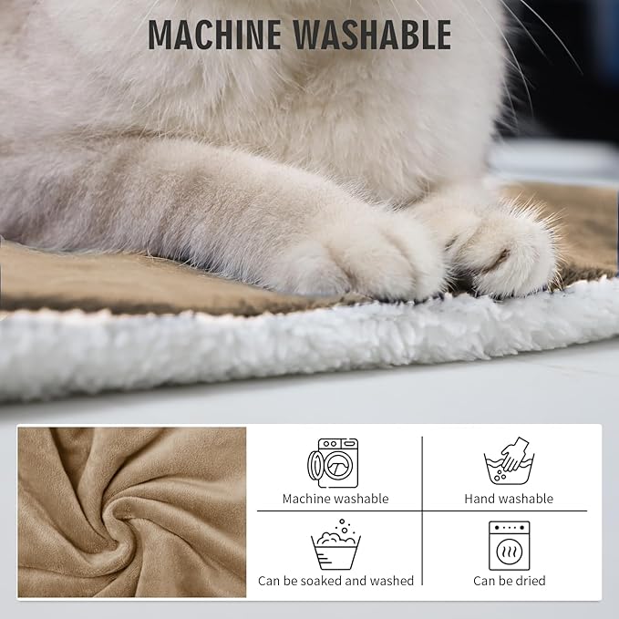 Rest-Eazzzy Heated Cat Pad, Cat Bed with Removable Cover, 5 Level Timer & Temperature, Indoor Warming Mat for Cats & Dogs (Heat Pad, Pure-Brown)